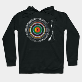 spinning vinyl record on turntable Hoodie